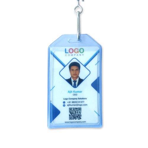 Soft Vertical Pouch ID Card Holder with Natural Color T-014_V10